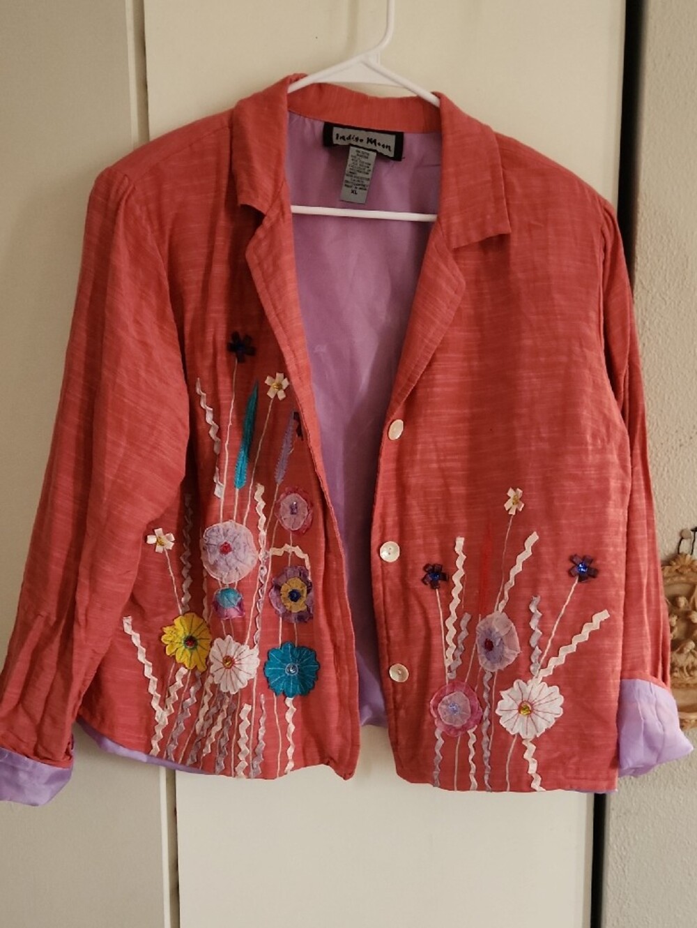 Indigo Moon Pink & Lilac Jacket Blazer Sz XL